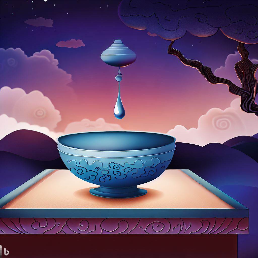 Ilustração de uma taça de chá chinesa vazia